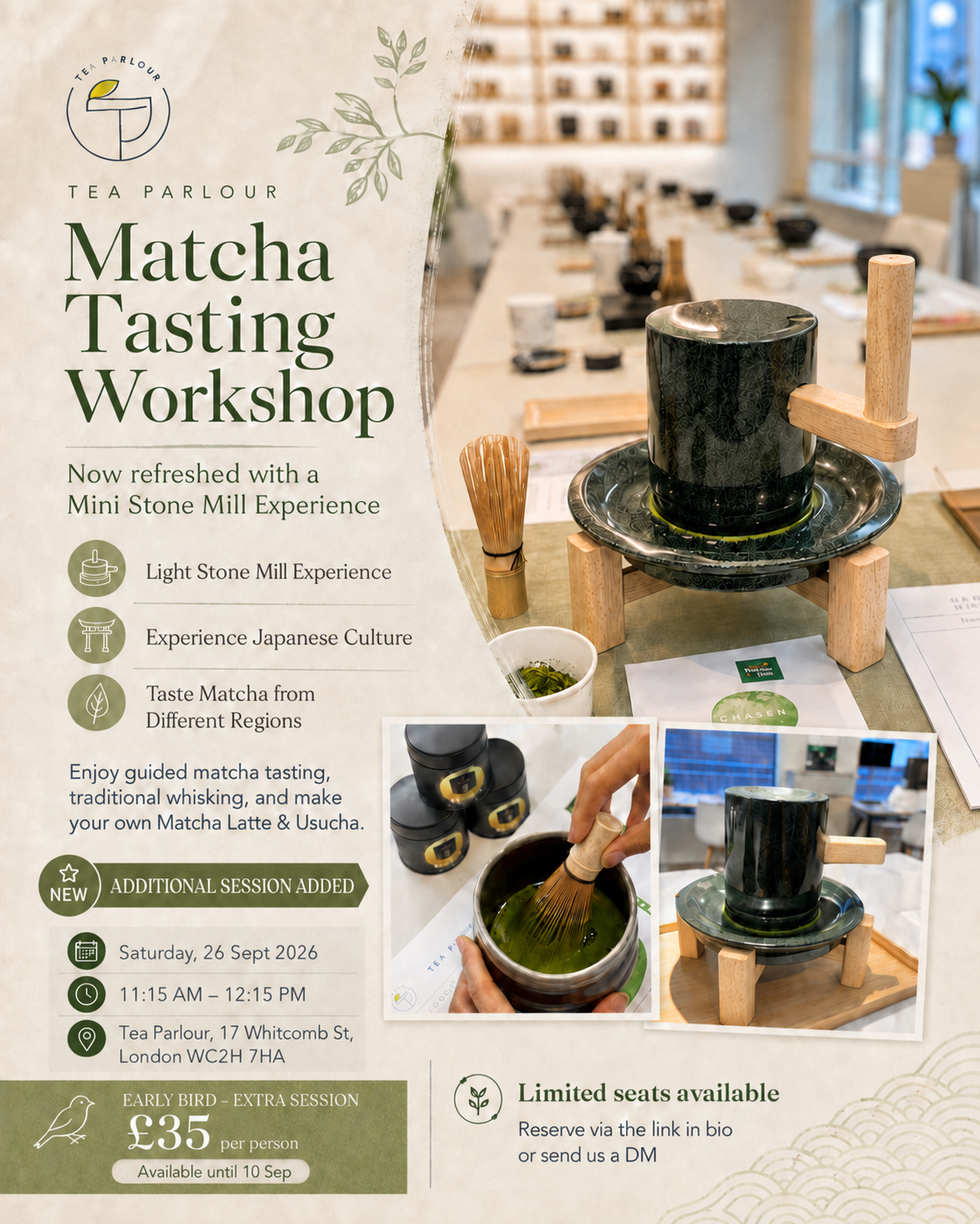 Matcha Workshop on 26 Sep - 11:15a.m. Early Bird